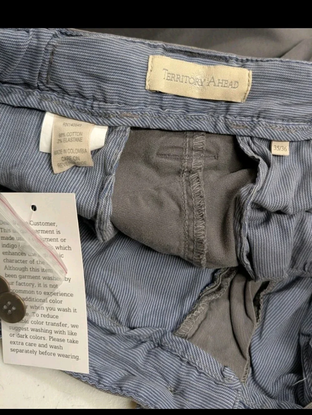 NWT The Territory Ahead Pleated Canvas Chino Pants Mens 35 / 36 Gray Rugged Trav